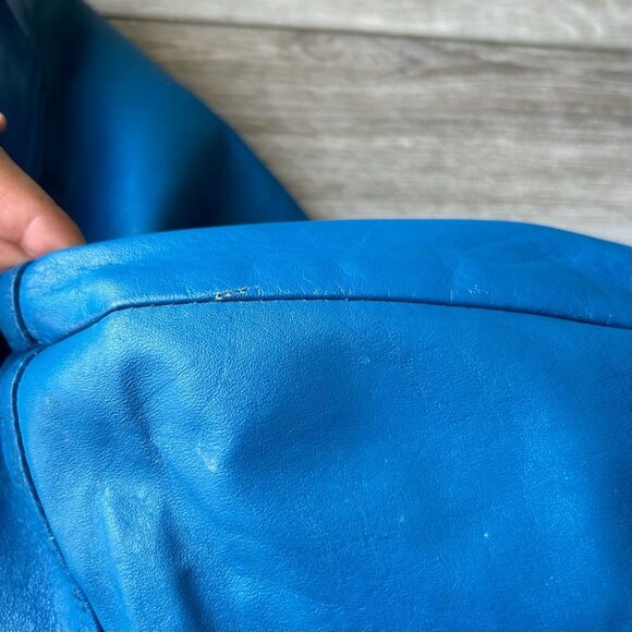 Vintage 80s BB Dakota Blue Leather Bomber Moto Jacket Made in Canada - Picture 15 of 16